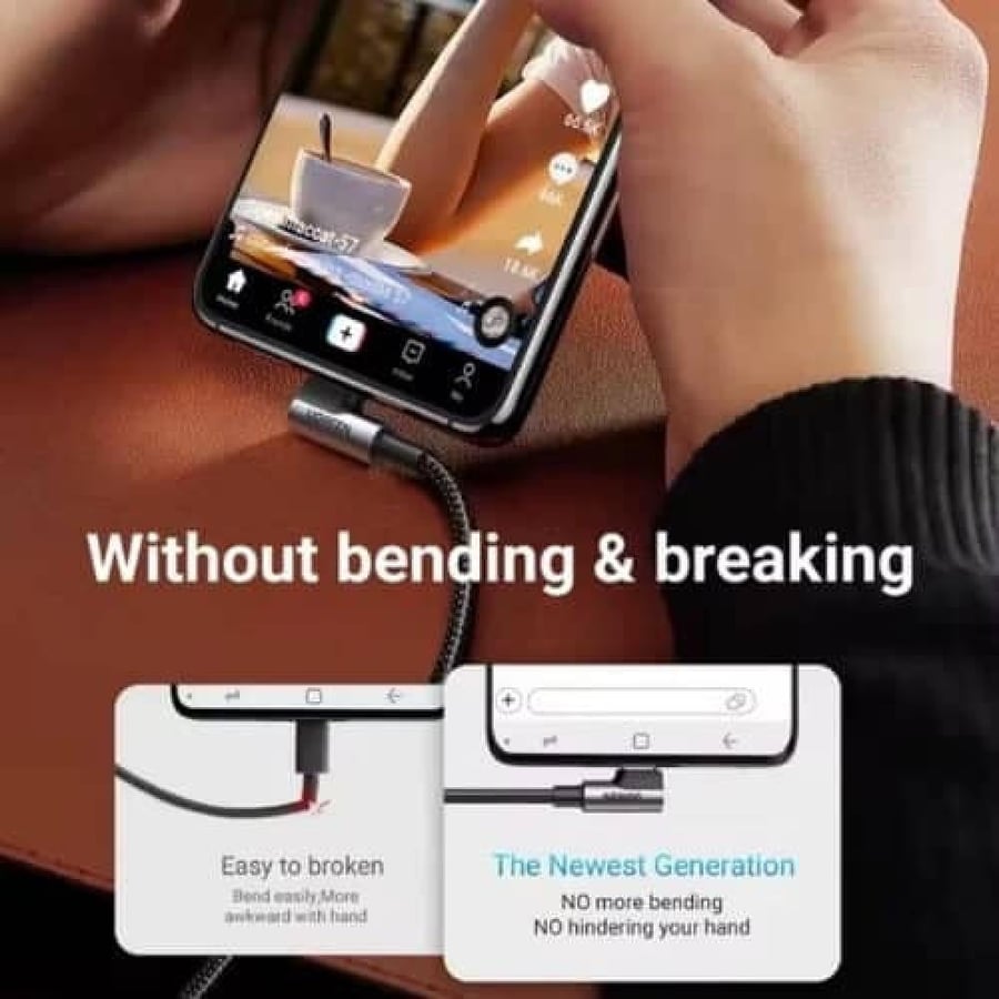 كابل Ugreen USB-C بطول نصف متر وزاوية 90 درجة - الشحن السريع والمتانة المثالية!