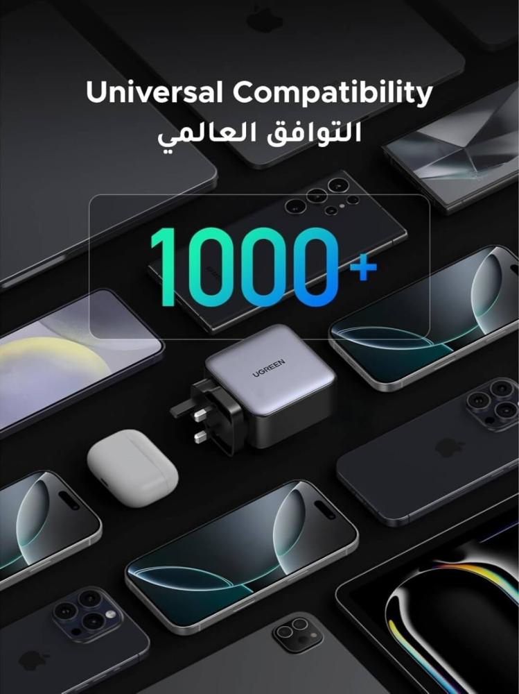 شاحن Ugreen GaN 200 واط بأربعة منافذ، شحن فائق للابتوب والجوال
