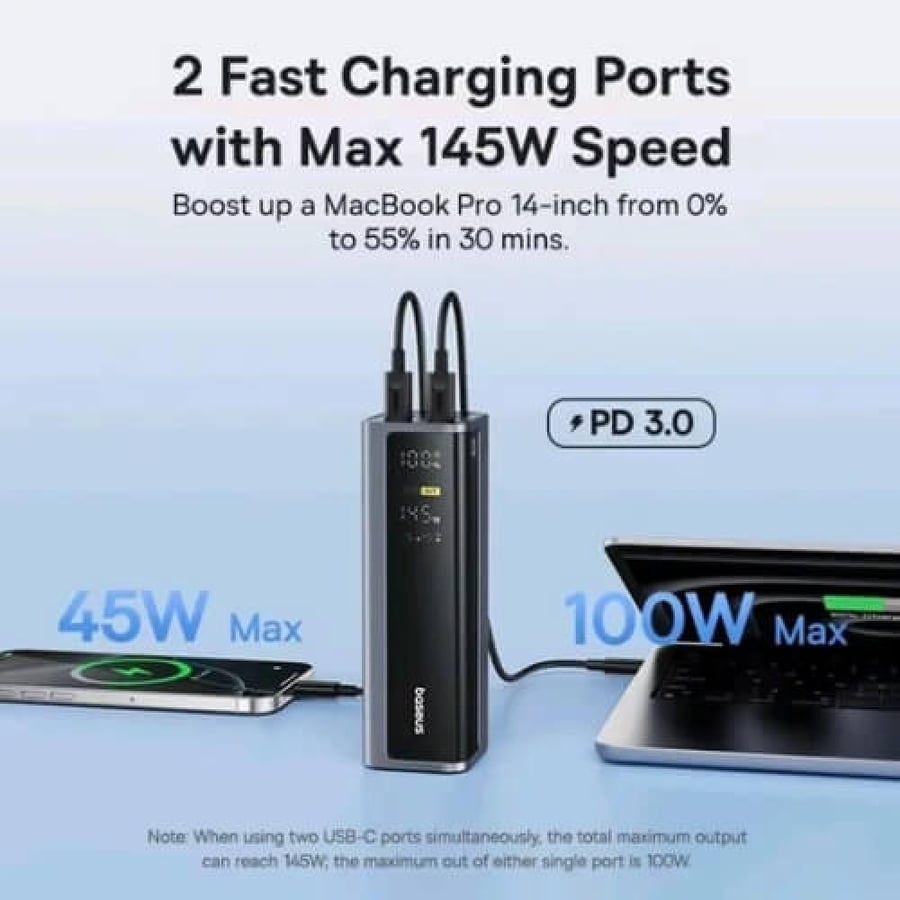 باور بانك بيسوس 145 واط سعة 20800mAh شاشة ذكية Baseus
