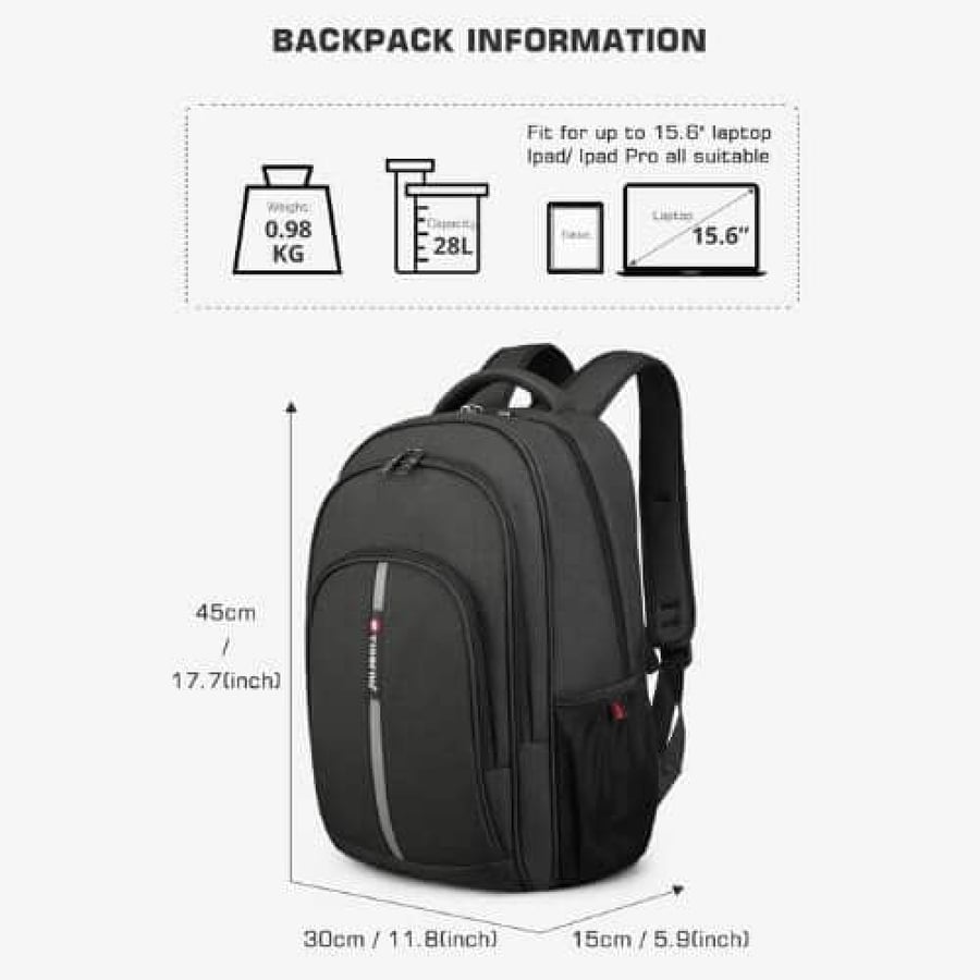 A perfect backpack bag for students and businessmen from TIGERNU brand, 15.6 size, high-quality water-resistant materials, and padding.