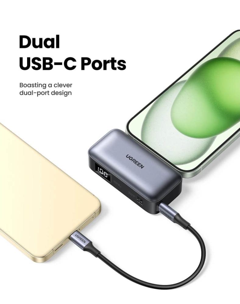 يوجرين بطارية متنقلة مع موصل USB-C مدمج بسعة 5000 ملي امبير بقوة 22.5 واط