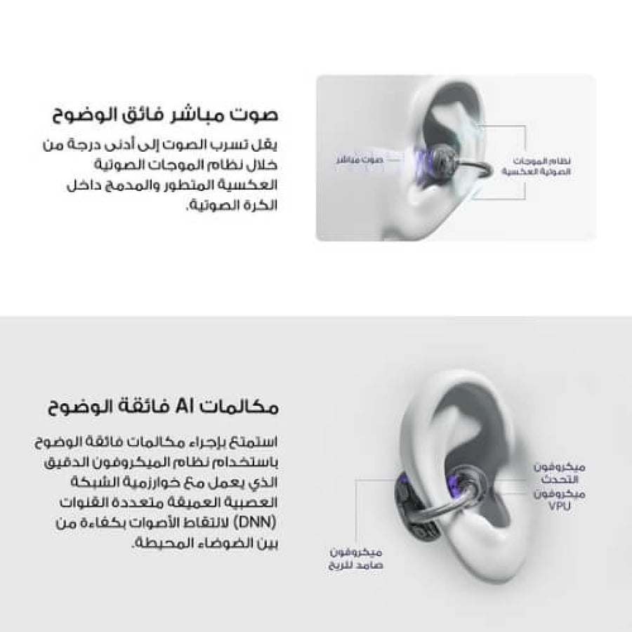 HUAWEI FreeClip wireless earbuds | open ear design and lightweight comfort (36 hours) black color