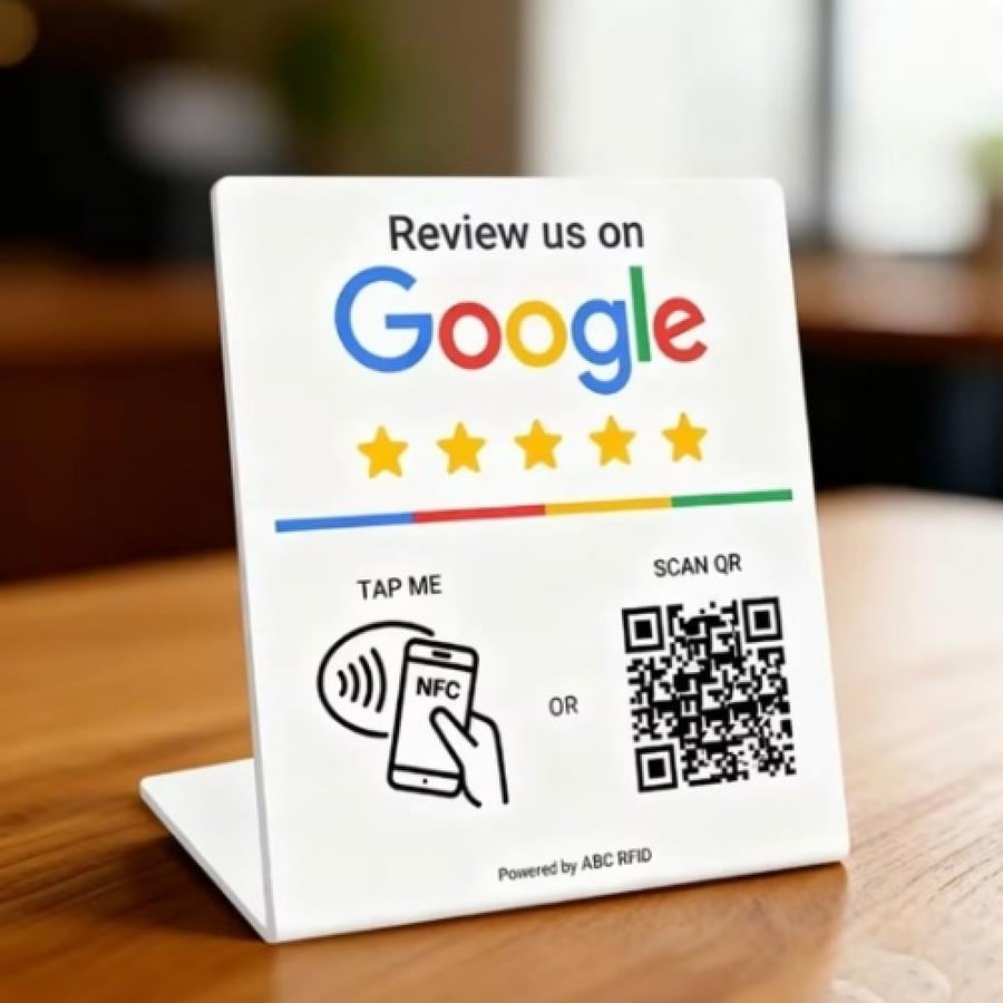 Google Maps evaluation stand with NFC technology size 14x12 with barcode white color