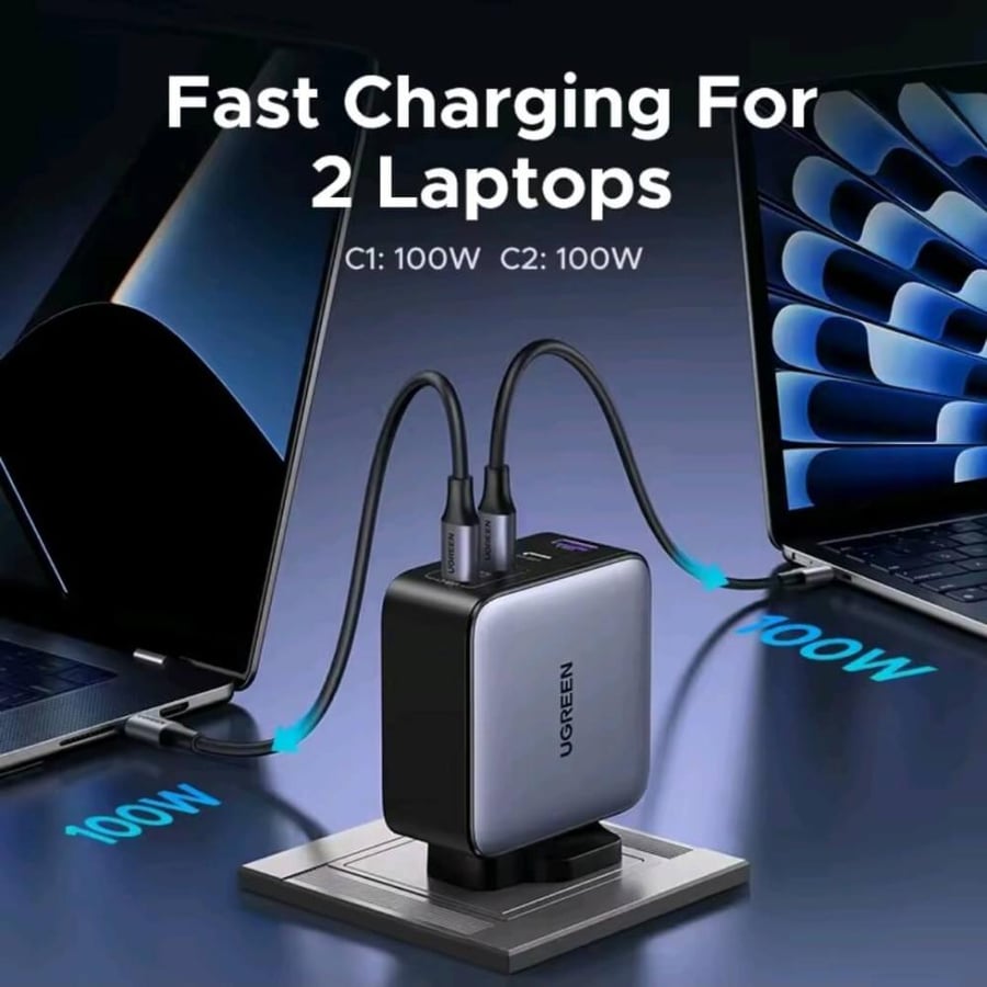شاحن Ugreen GaN 200 واط بأربعة منافذ، شحن فائق للابتوب والجوال