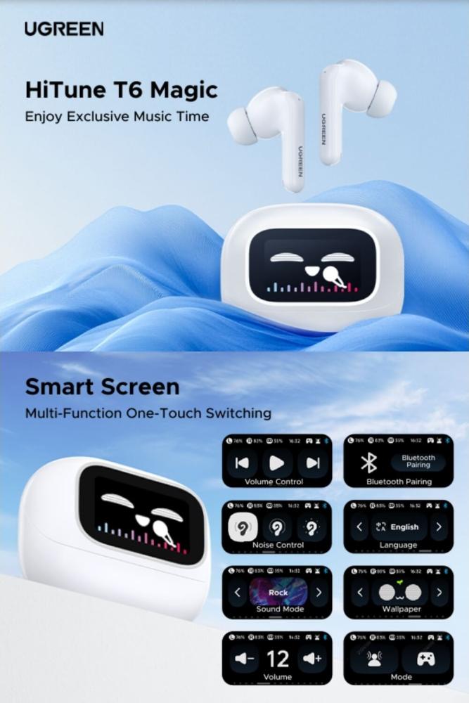 سماعة من UGREEN شاشة تفاعلية EchoBuds Magic Case: سماعات لاسلكية ذكية بتجربة صوت استثنائية