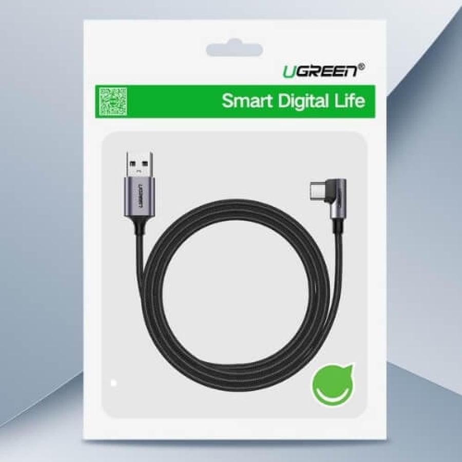 كابل Ugreen USB-C بطول نصف متر وزاوية 90 درجة - الشحن السريع والمتانة المثالية!