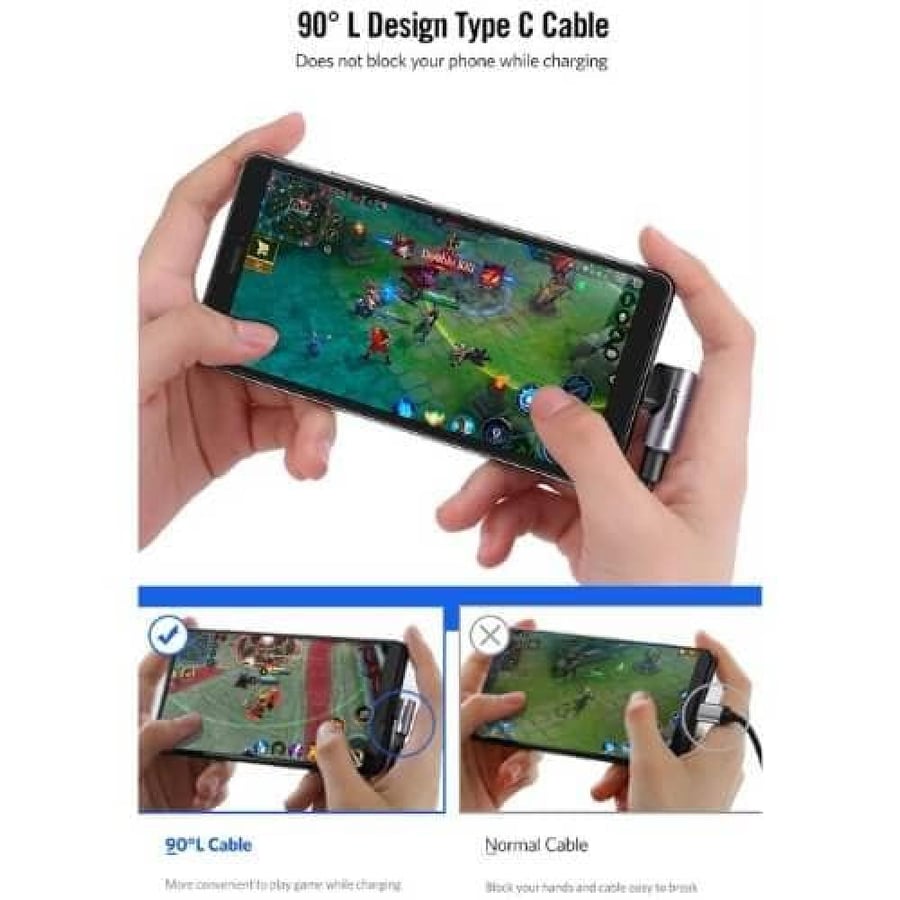 كابل Ugreen USB-C بطول نصف متر وزاوية 90 درجة - الشحن السريع والمتانة المثالية!