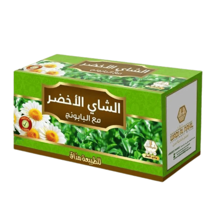 الشاي الاخضر مع البابونج وادي النحل