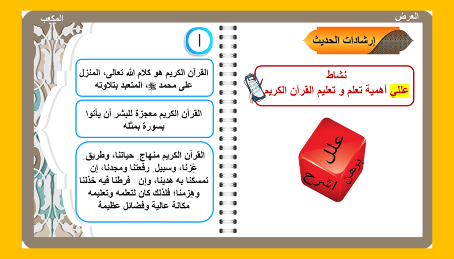 الحديث1) فضل تعلم القرآن و تعلمه