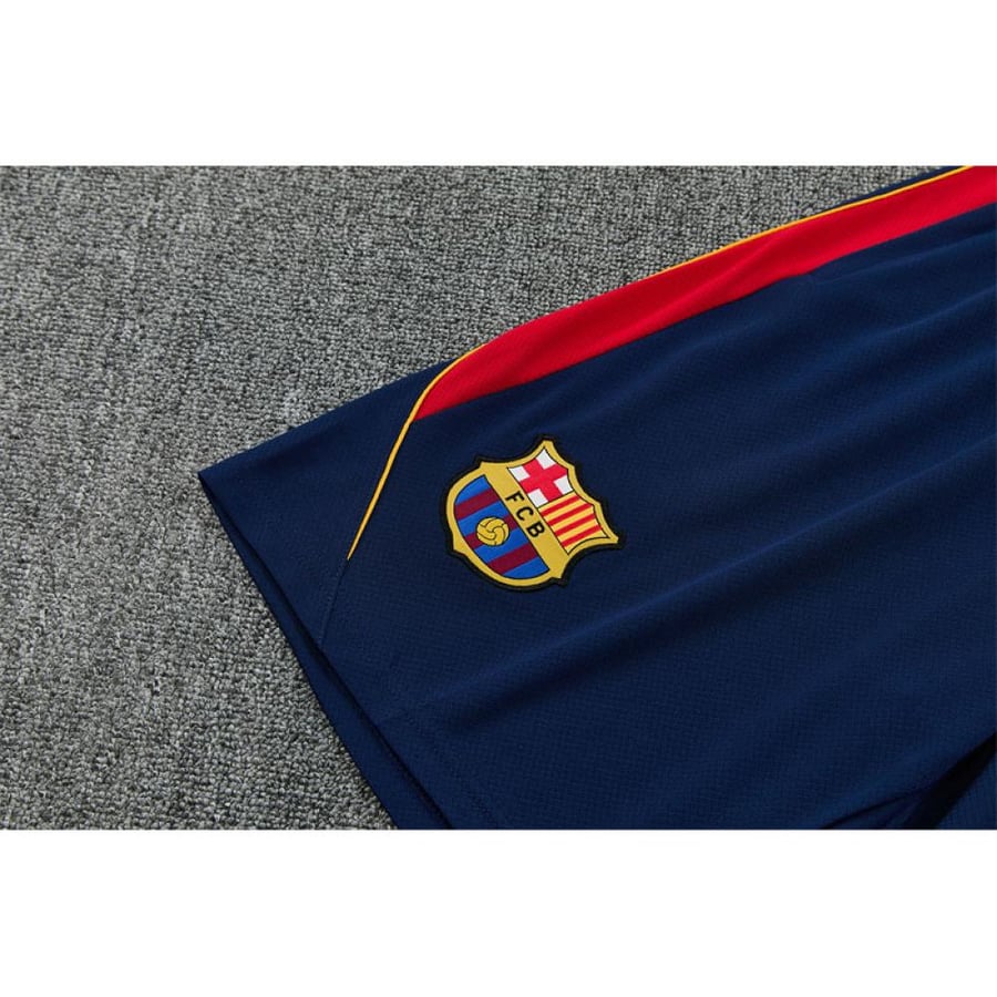 طقم تدريب برشلونة أحمر كم قصير 2025/26 – نسخة لاعبين