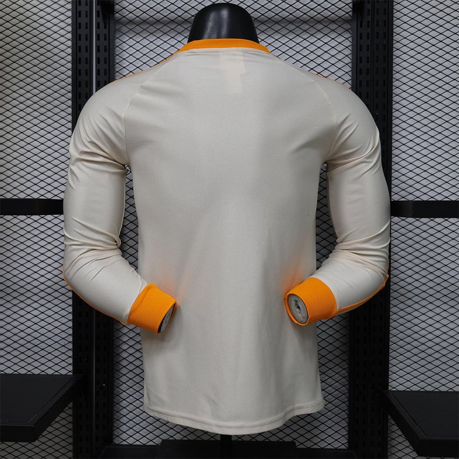 تيشيرت روما Adidas Originals أبيض وذهبي 2025 – نسخة لاعبين – كم طويل