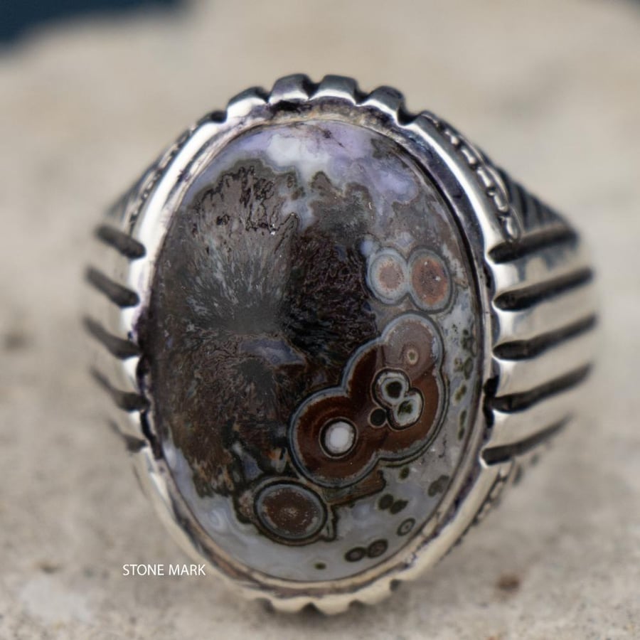 خاتم داوودي صياغة عارف - Men silver 925 ring - Agate