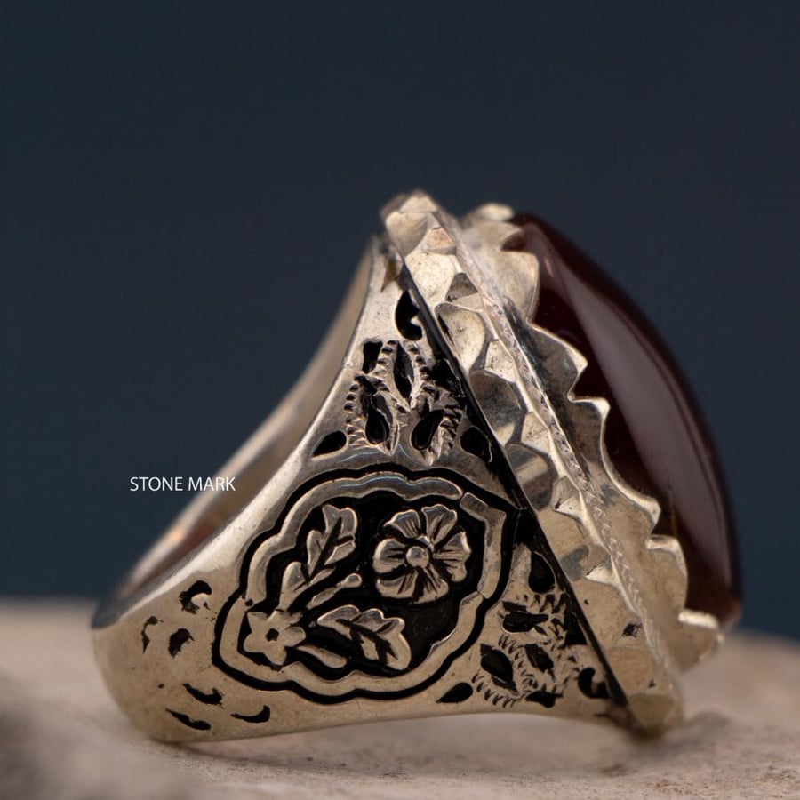 Coral Agate Ring, MH craftsmanship