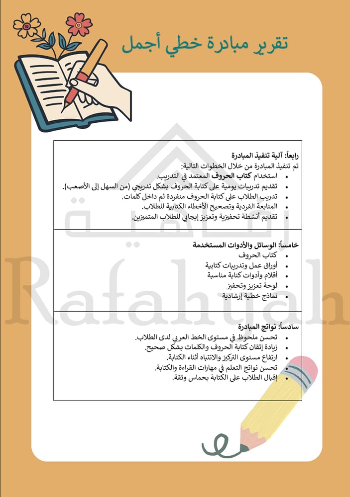 مبادرة خطي أجمل | حقيبة متكاملة لتحسين الخط العربي للصفوف الأولية