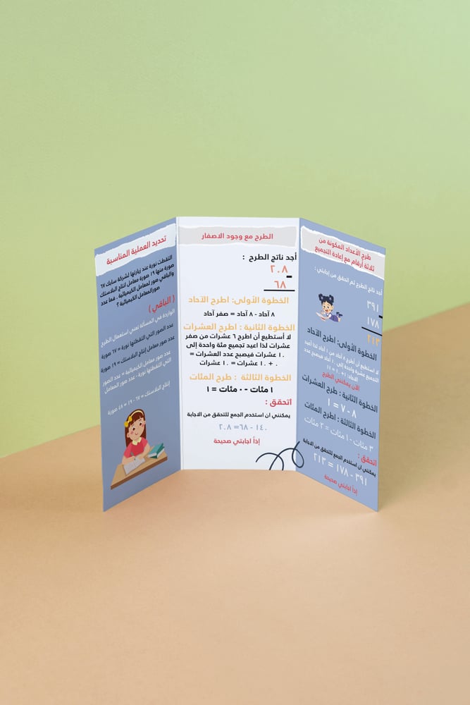 مطوية فصل الطرح | ثالث ابتدائي | رياضيات