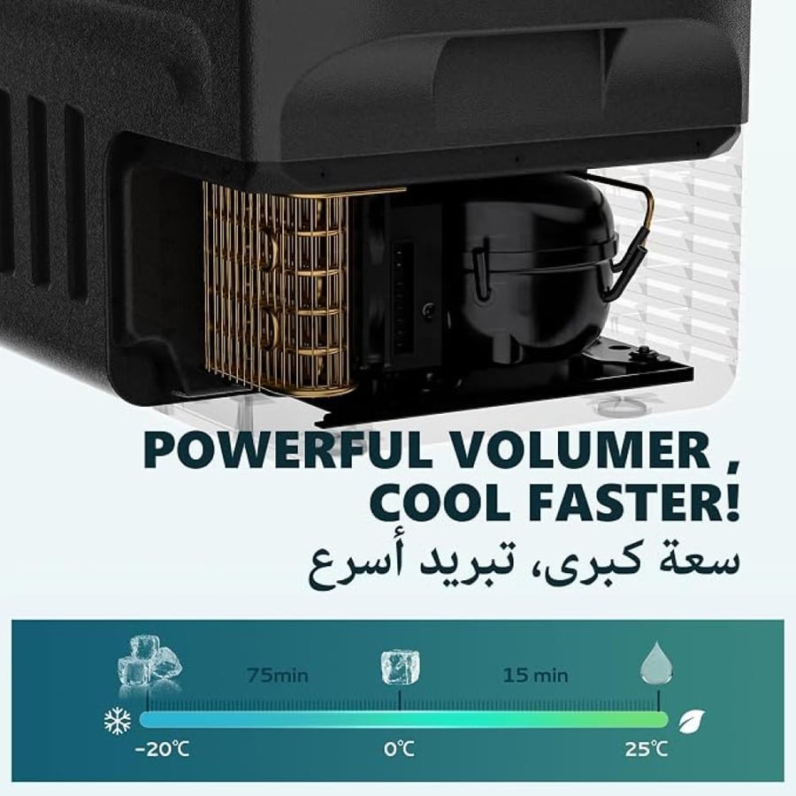 ثلاجة سيارة من يوهومي موديل 20L محمولة، سعة 20.0 لتر، بلون فضي، مع تبريد سريع ووضع ECO ووضع MAX وحماية البطارية