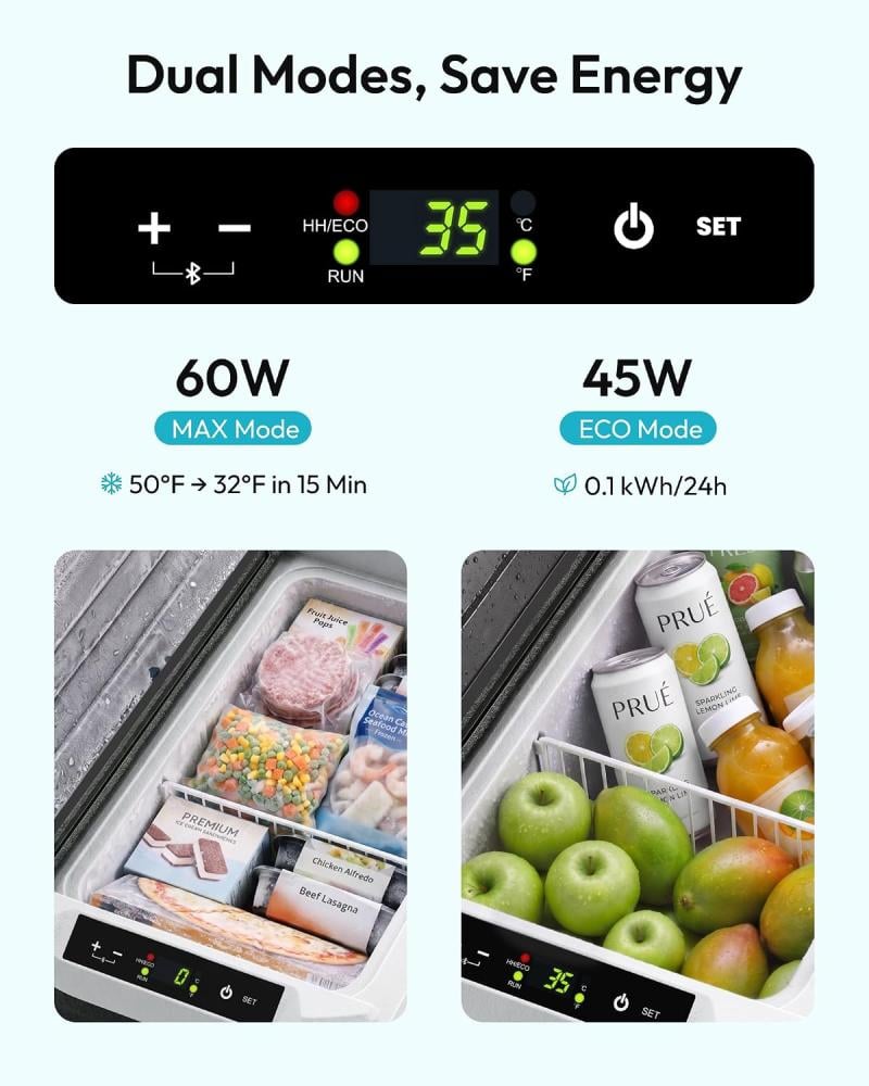 ثلاجة تبريد كهربائية 12 فولت بسعة 30 لتر بضاغط -20 °C إلى 20 °C، ثلاجة بتيار مستمر 12/24 فولت وتيار متردد 110-240 فولت، فريزر محمول للتخييم والسفر والشاحنة والمنزل من يوهومي
