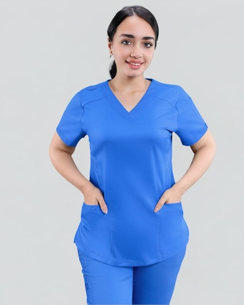 سكراب طبي نسائي – أزرق سماوي | MO Scrubs