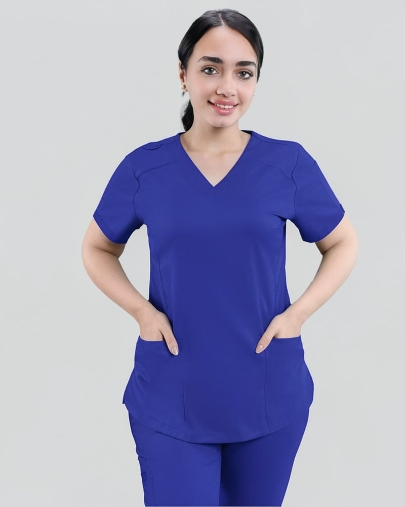 سكراب طبي نسائي – أزرق ملكي | MO Scrubs