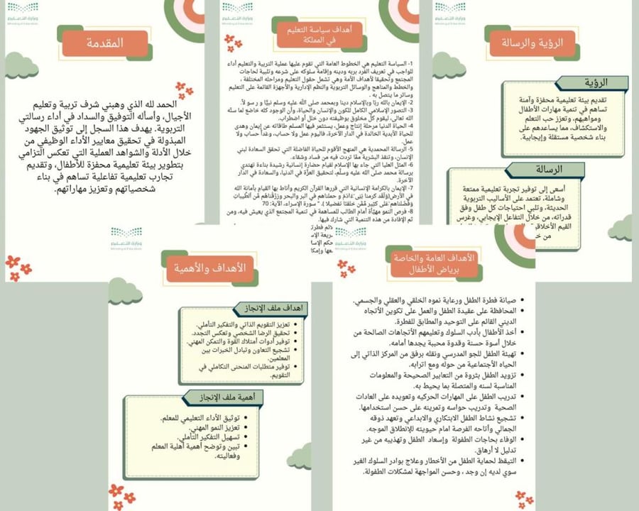 ملف إنجاز معلمة رياض أطفال(نموذج2)