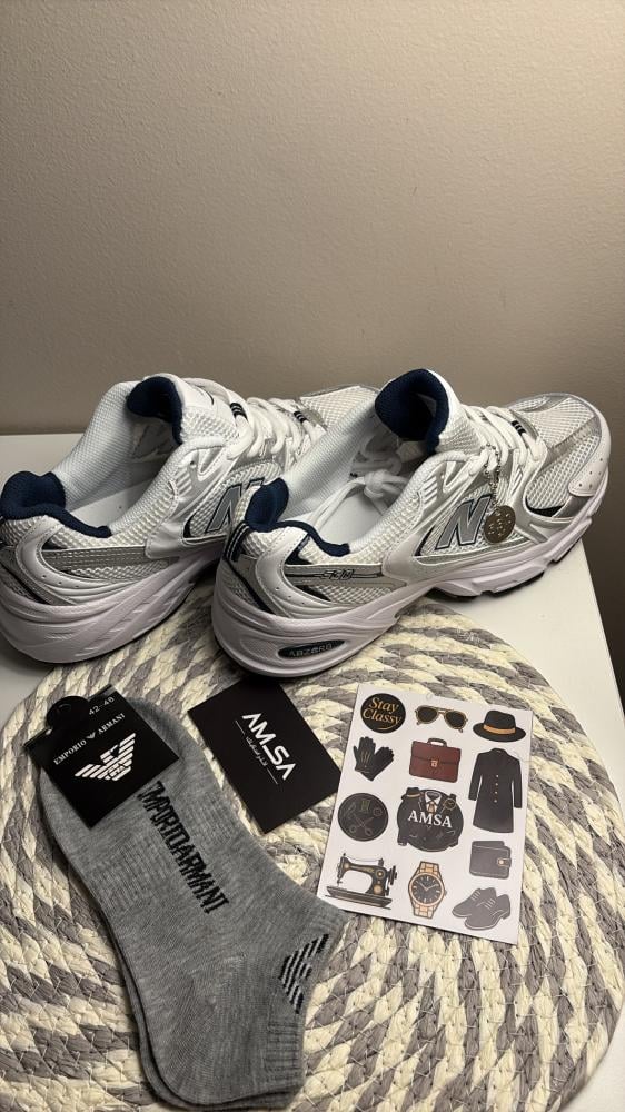 حذاء نيو بالانس 530 New Balance - ايبض فضي ازرق كحلي