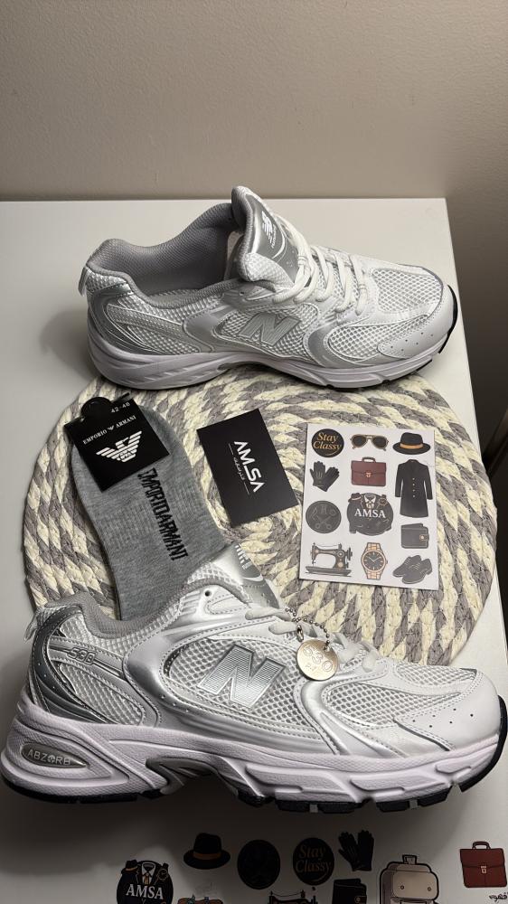 حذاء نيو بالانس 530 New Balance - ابيض فضي