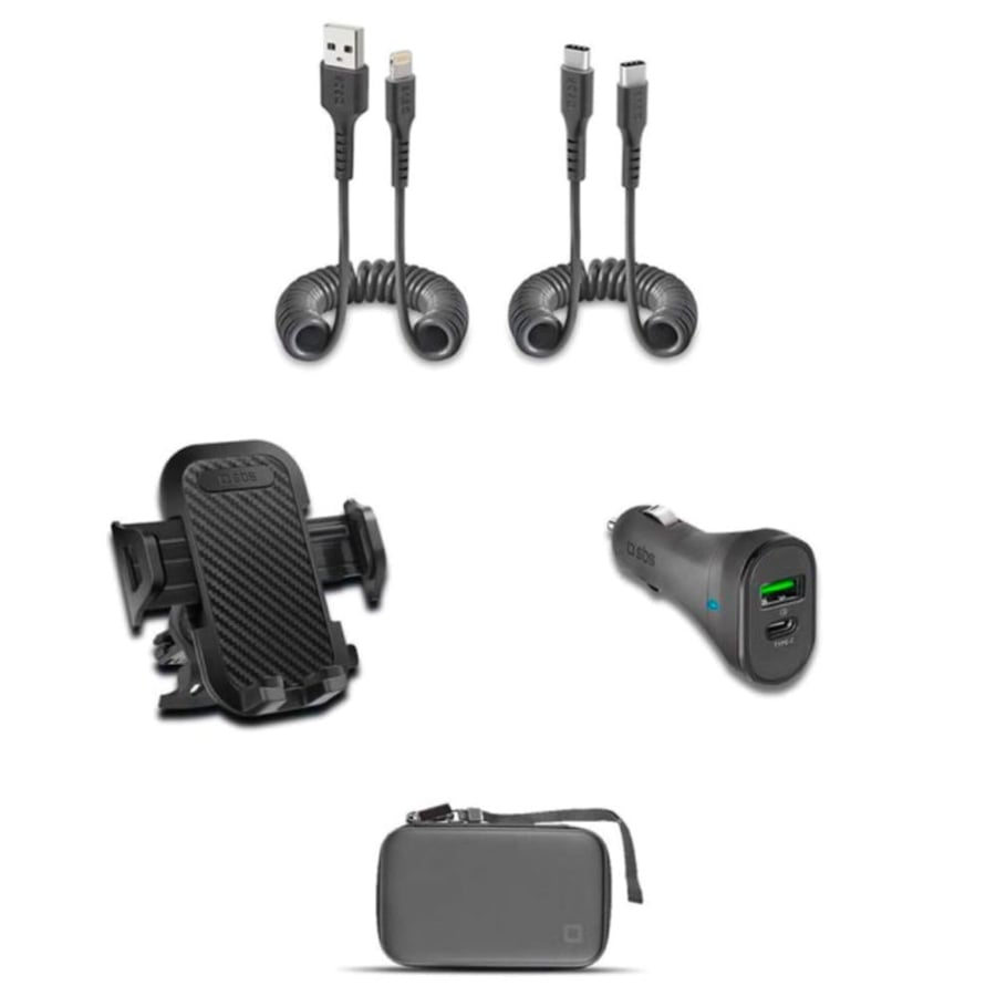SBS offer - package (phone holder + car charger + C-C cable + iPhone cable + bag)