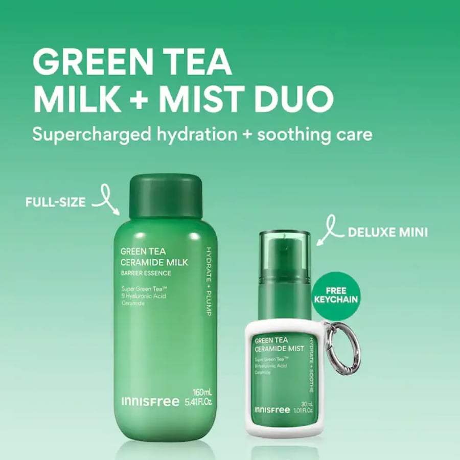 innisfree  Supercharged Gift Set with Korean Jeju Green Tea & Hyaluronic Acid for Barrier Repair