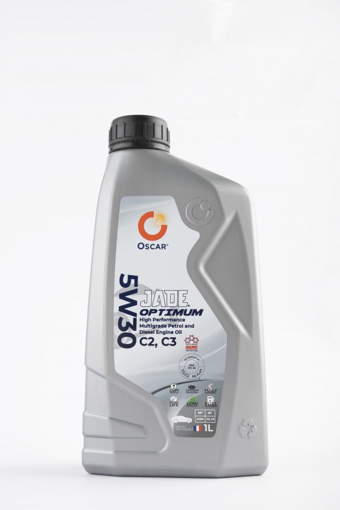 زيت محرك ديزل و بنزين تخليقي بالكامل للسيارات الحديثة يدعم دبة البيئة من اوسكار Oscar Jade Optimum SAE 5W30 ACEA C2 / C3, DPF API SP 1L