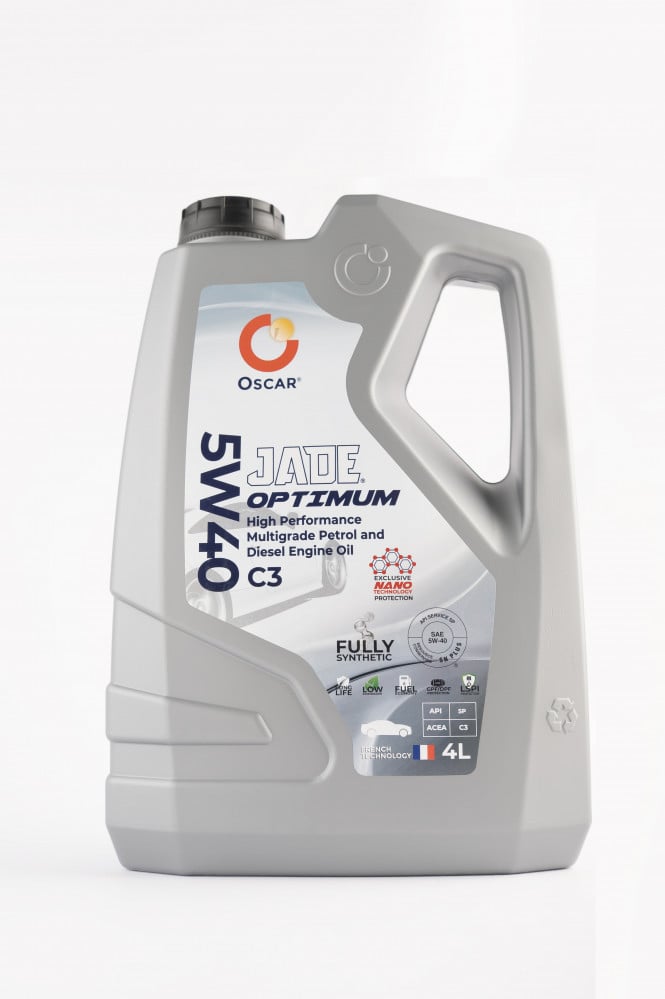 زيت محرك ديزل و بنزين تخليقي بالكامل للسيارات الحديثة  يدعم دبة البيئة من اوسكار Oscar Jade Optimum SAE 5W40 ACEA C3, DPF API SP 4L