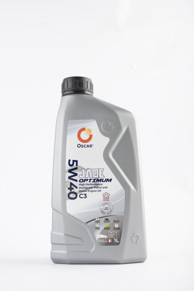 زيت محرك ديزل و بنزين تخليقي بالكامل للسيارات الحديثة يدعم دبة البيئة من اوسكار Oscar Jade Optimum SAE 5W40 ACEA C3, DPF API SP 1L