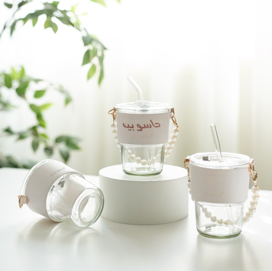 A pearl-colored cup