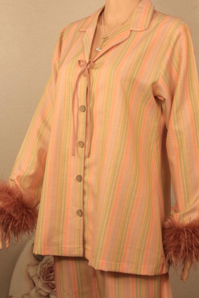 Home pajamas with feather edges