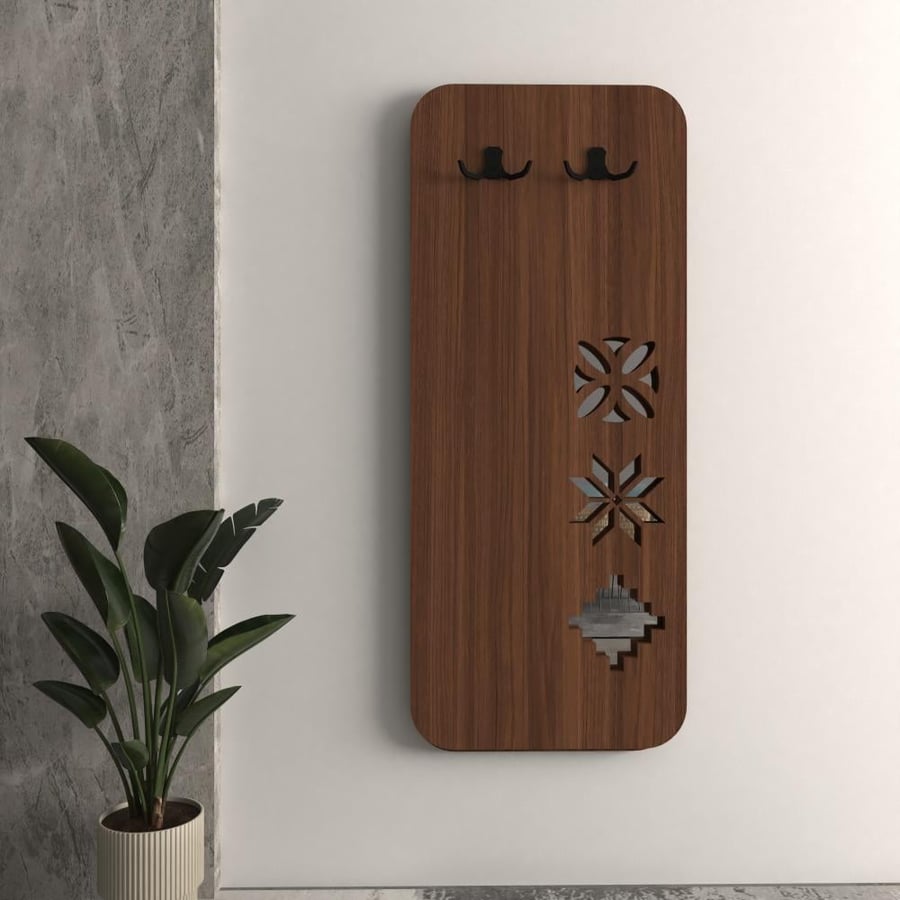 Modern mirror with clothing hooks