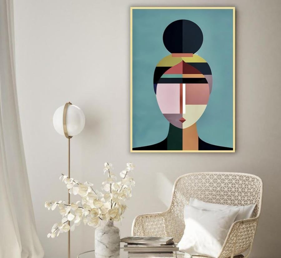 Canvas painting with an abstract design of a girl