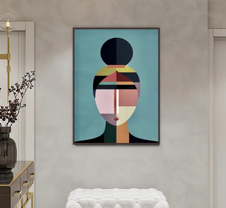 Canvas painting with an abstract design of a girl