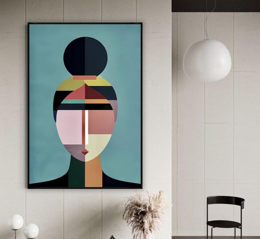 Canvas painting with an abstract design of a girl