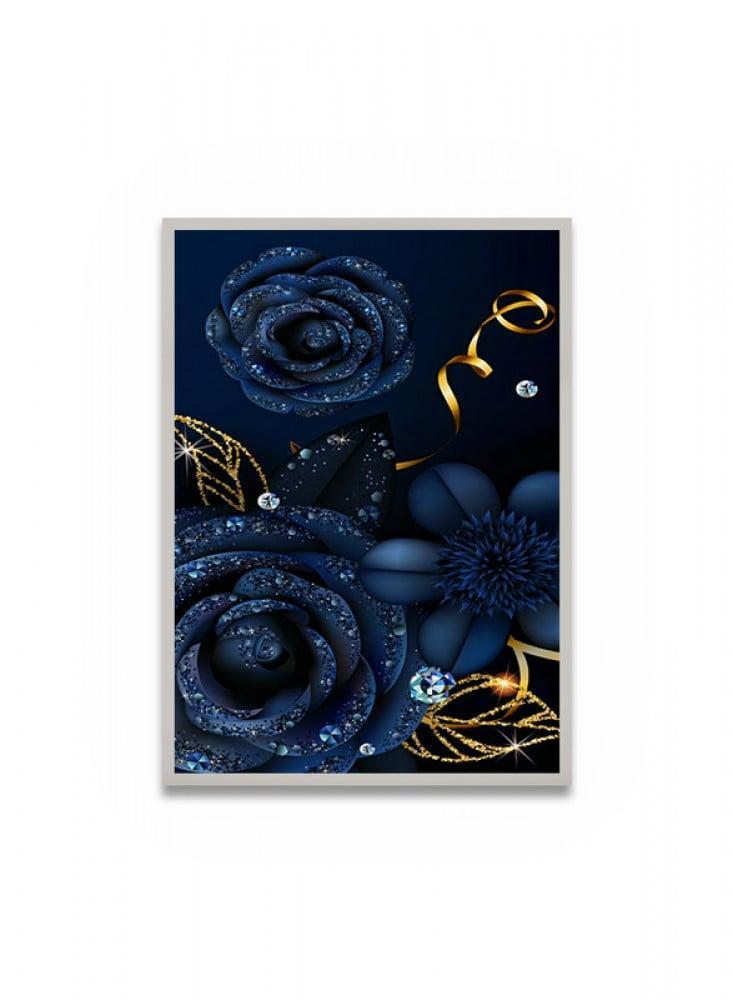 Canvas painting with flower design and frame