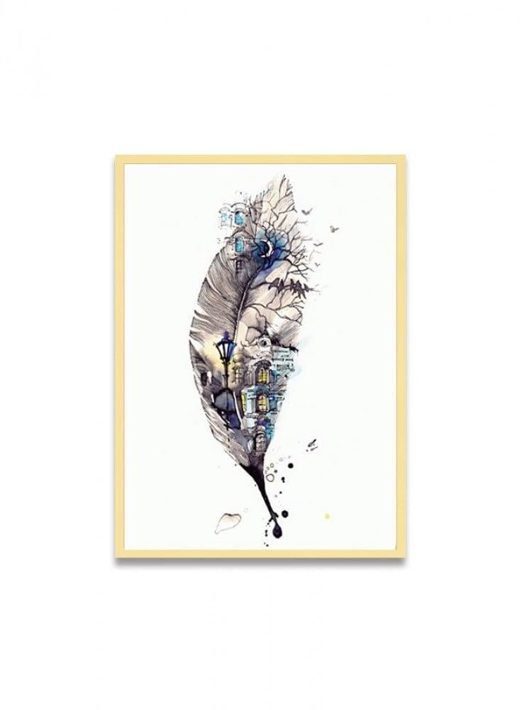 A canvas painting with a modern design and frame