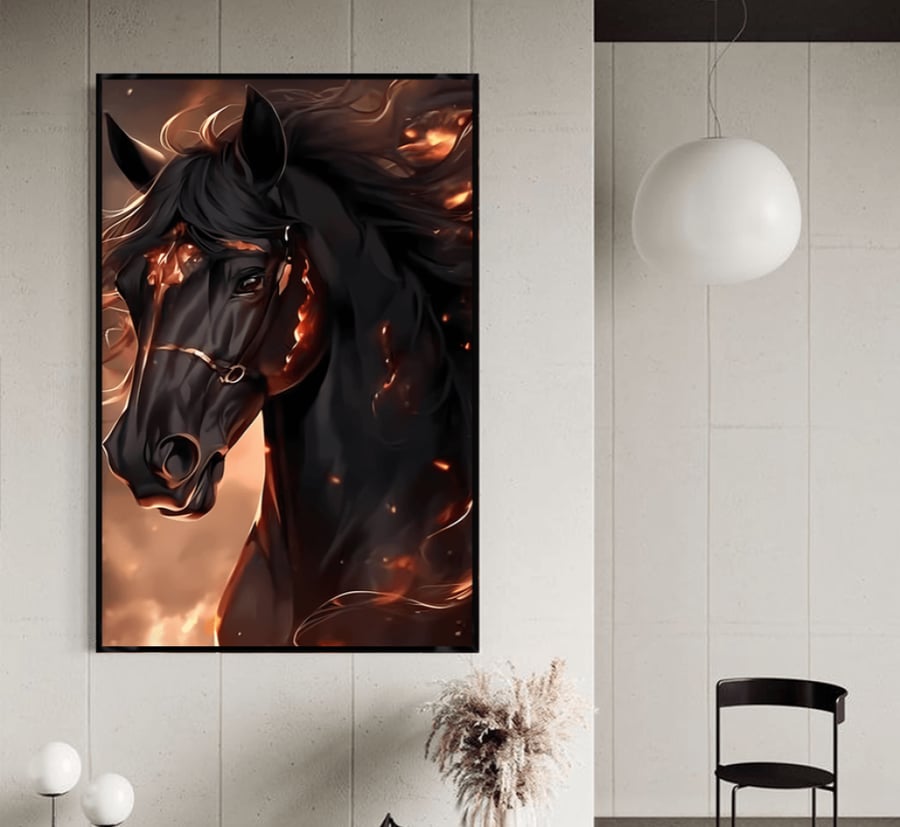 Canvas painting with horse design