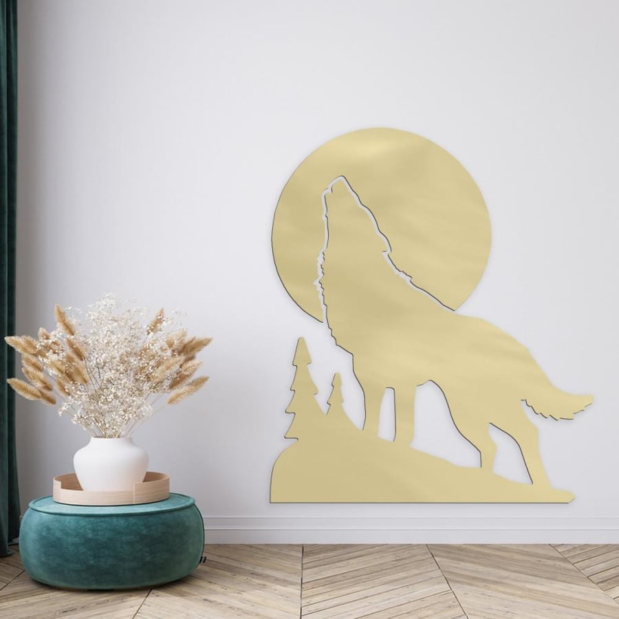 Modern acrylic painting with a wolf pattern