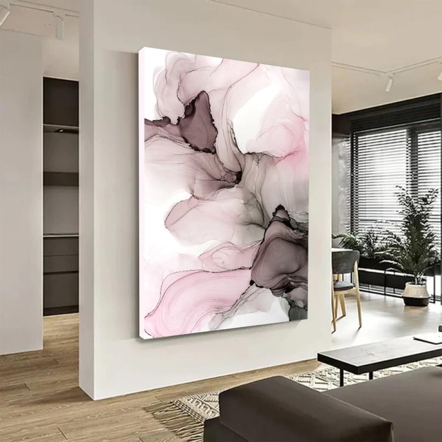 Canvas painting with abstract art design and hollow frame