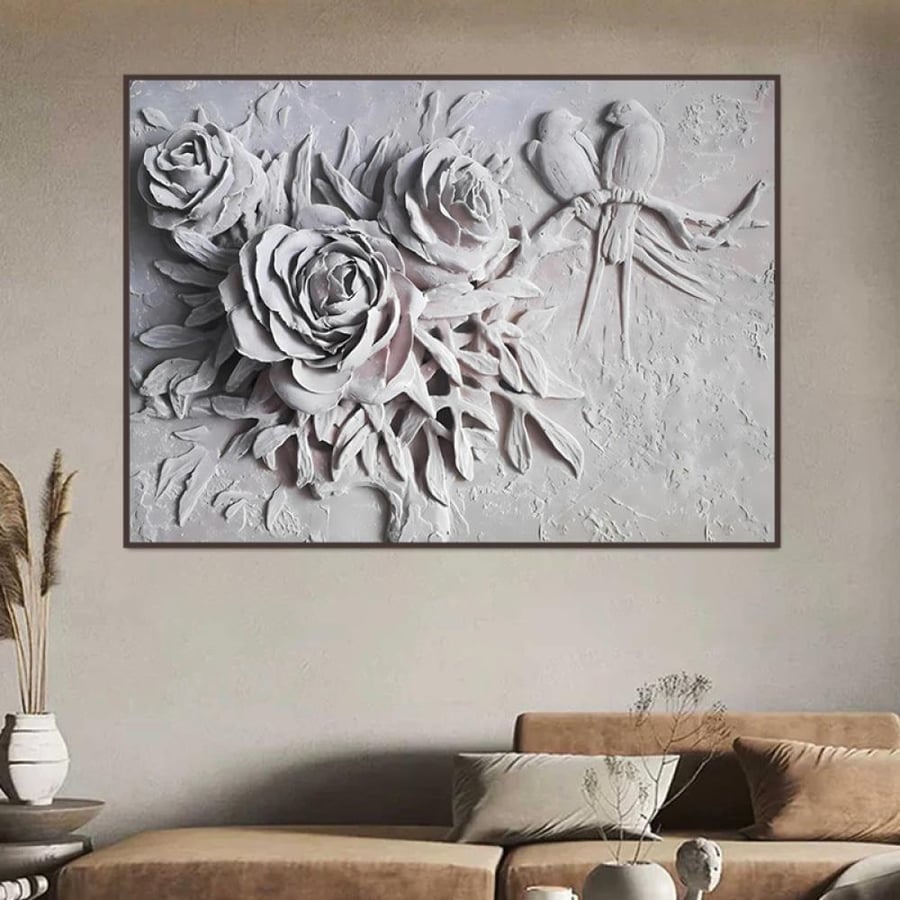 A gypsum canvas board printed with a plastic art design