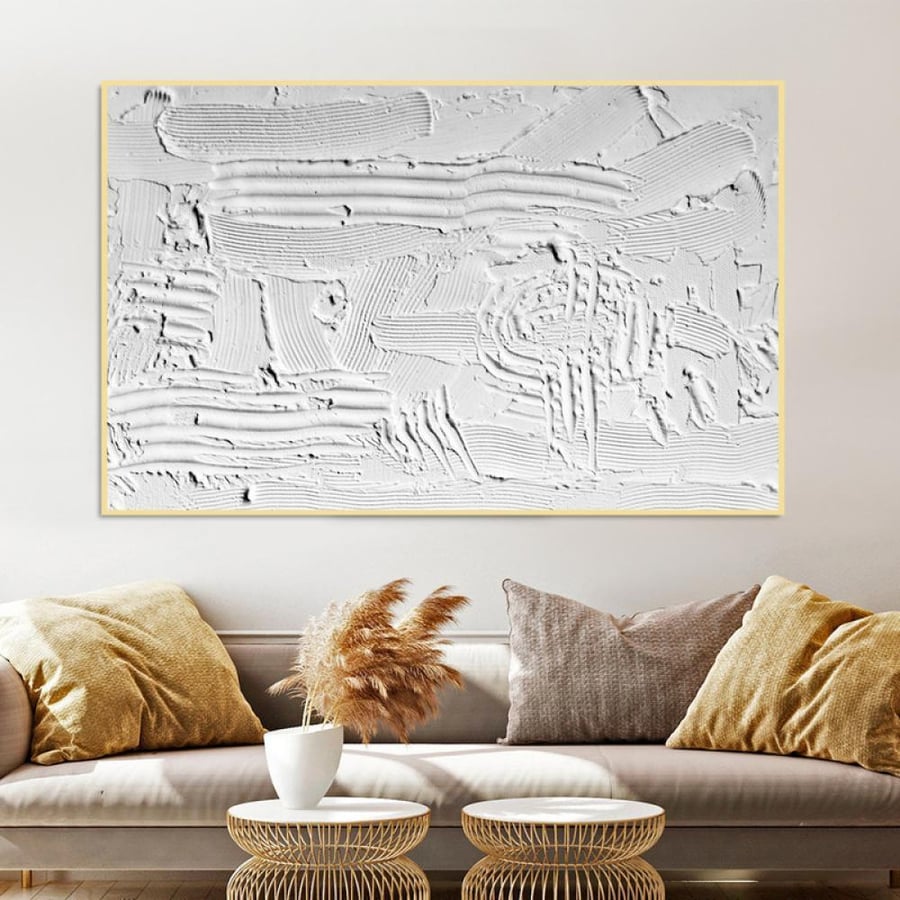 A gypsum canvas board printed with a plastic art design