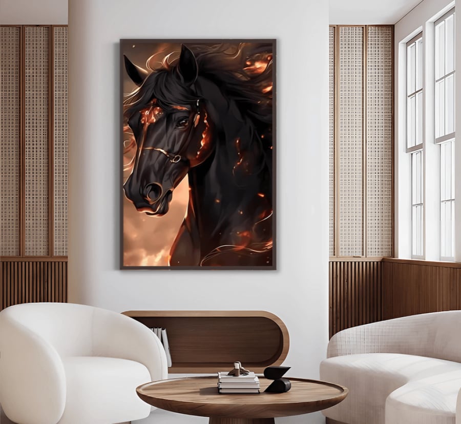 Canvas painting with horse design
