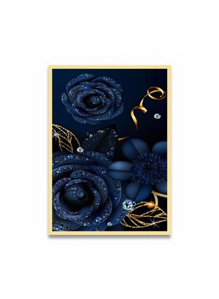 Canvas painting with flower design and frame