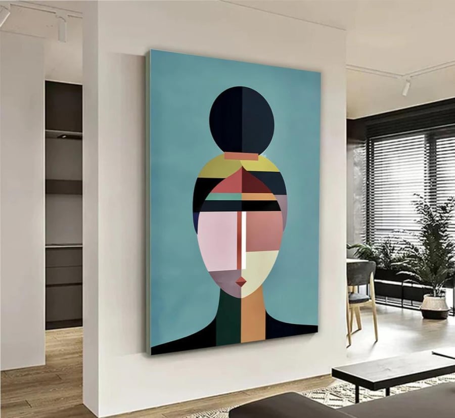 Canvas painting with an abstract design of a girl