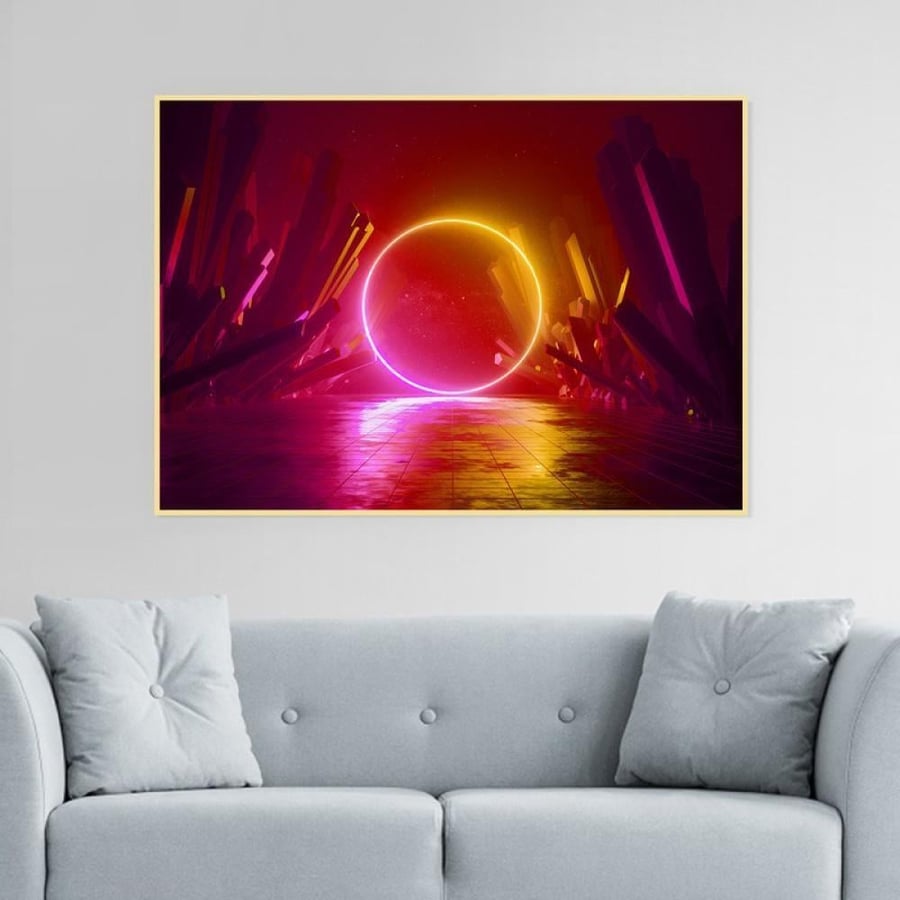 Canvas painting with modern design and hollow frame