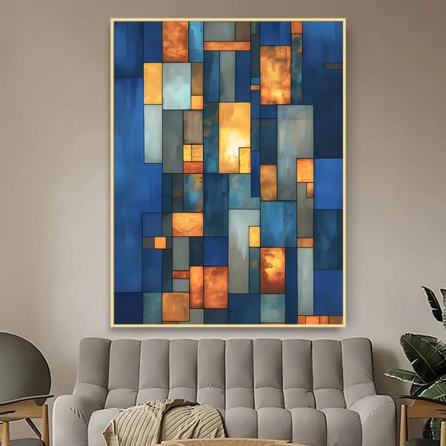 Canvas painting with abstract design