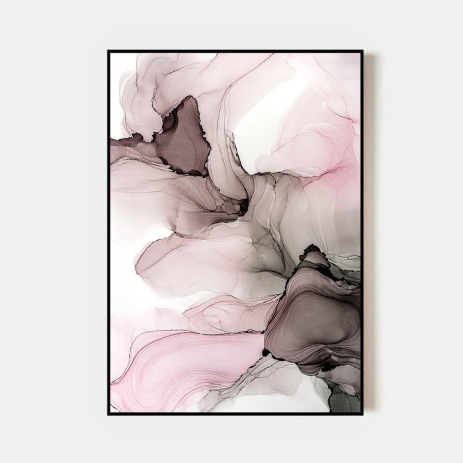 Canvas painting with abstract art design and hollow frame